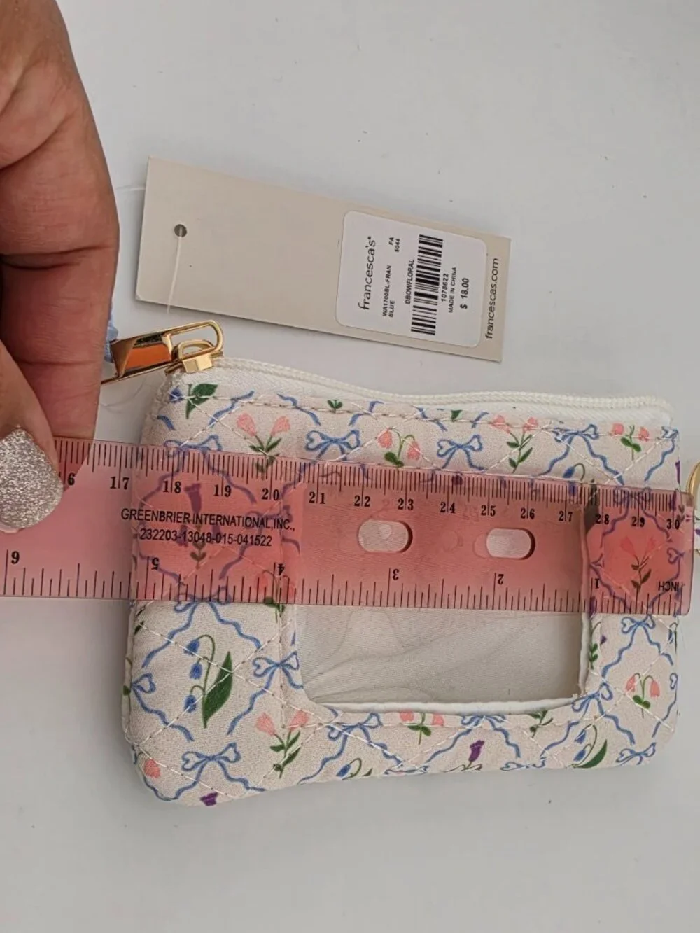 Francesca;s Serena Bow Floral Quilt Card Case